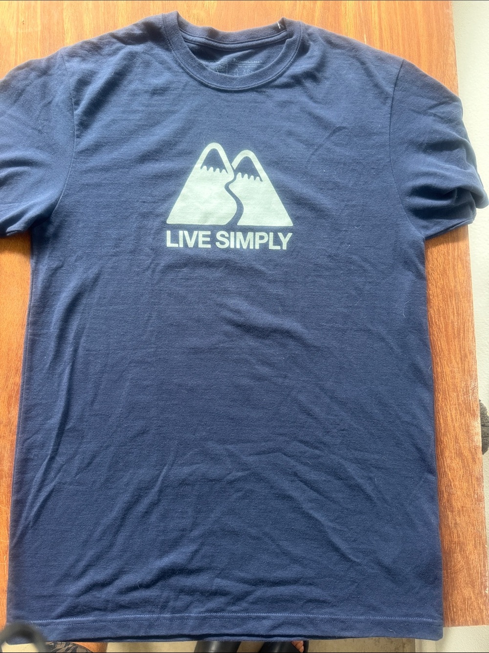 Patagonia- Live Simply Graphic Tee — Navy with Light Grey Logo
